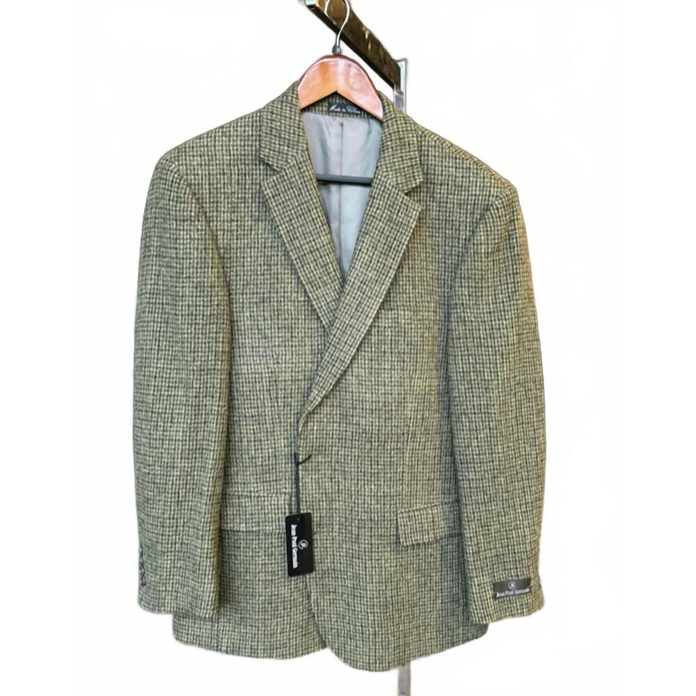 NEW JEAN-PAUL GERMAIN men's london irish tweed sport coat in green houndstooth
